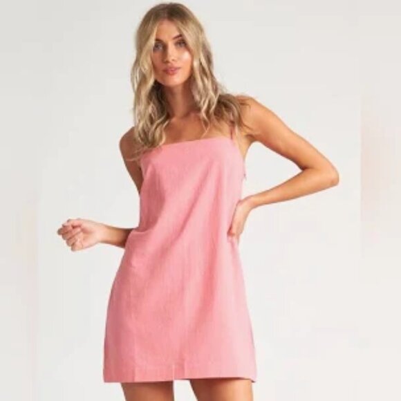 Billabong Hot Pink Linen Mini Dress - Picture 1 of 3